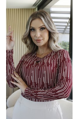 062363 Blusa Ramany Manga Longa Estampada